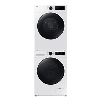 Laundry Dryer 11kg with Sensor Dry and Reversible Door, Black Stack-Front-Door-Closed White 