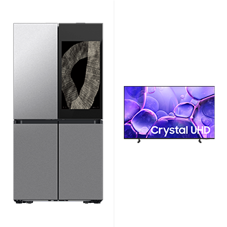 Combo Refrigerador Bespoke AI French Door 23 pies + Pantalla 55 pulgadas Crystal Stainless Steel