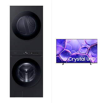 Combo Centro de lavado Bespoke 22kg + Pantalla 55 pulgadas Crystal Black