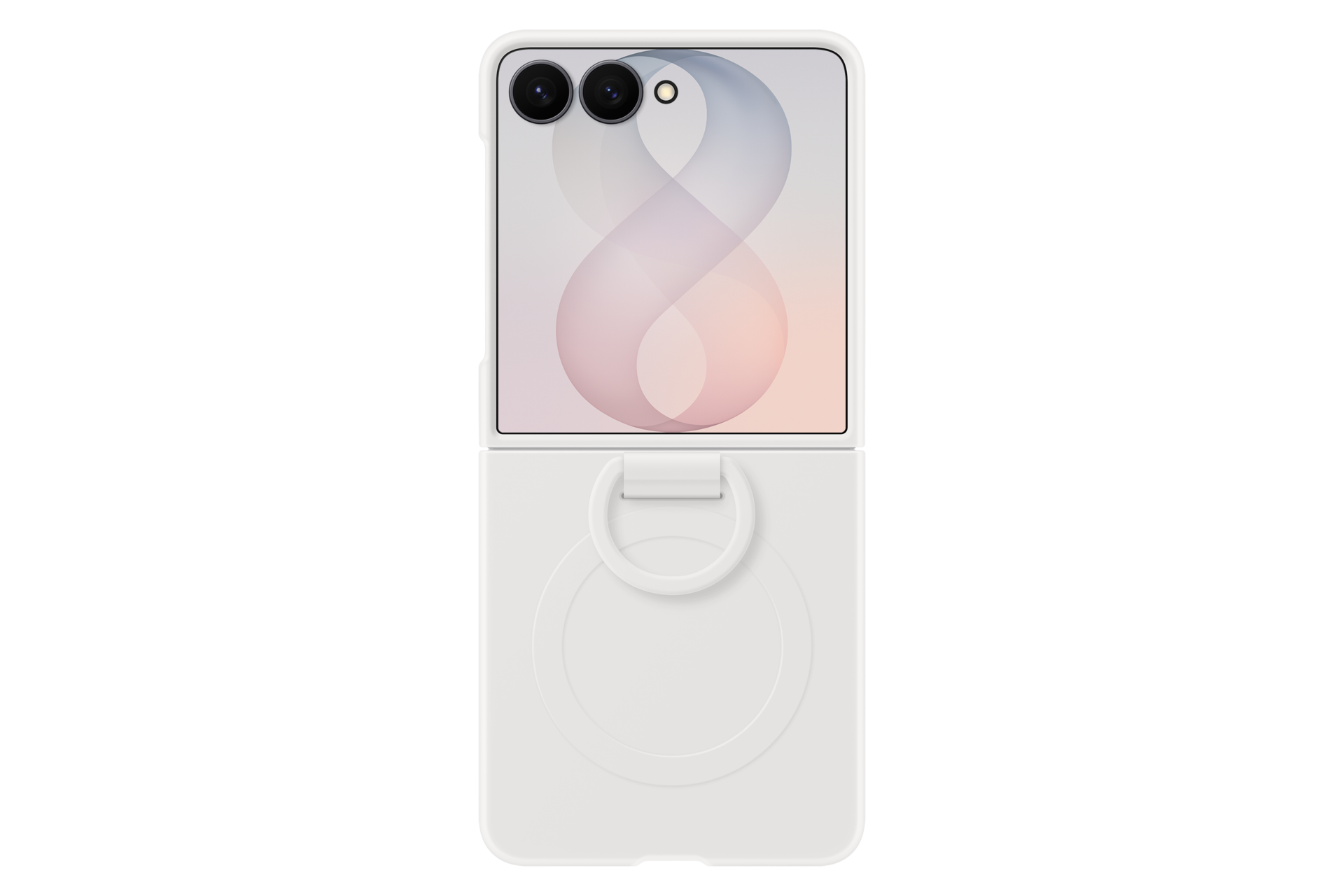 Galaxy Z Flip8 Silicone Ring Magnet Case Front2 Cream 