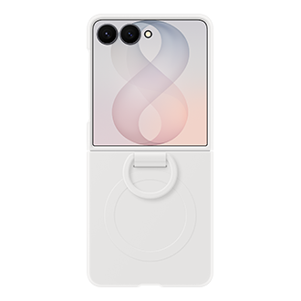 Galaxy Z Flip8 Silicone Ring Magnet Case Front2 Cream 