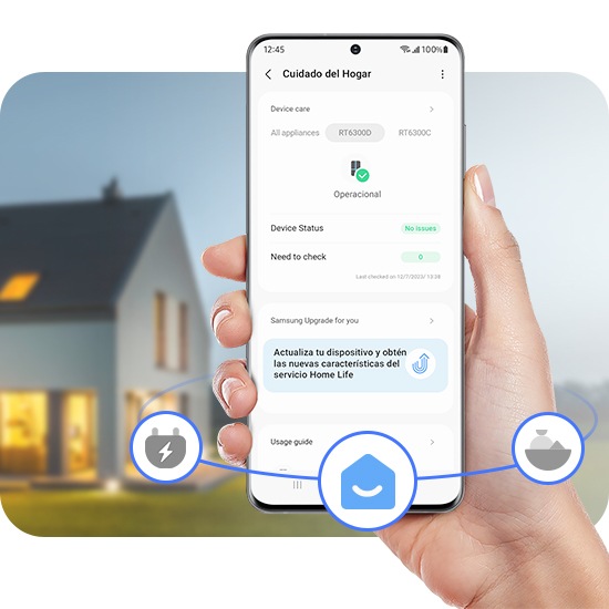 A person is using SmartThings Home Care and checks the status of the device.