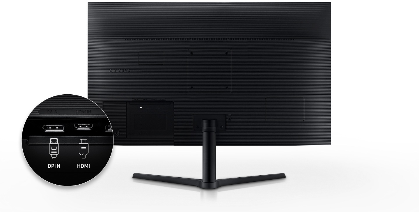 Esta es la parte trasera del S30B. Los conectores DP IN y HDMI están ampliados y se muestran.