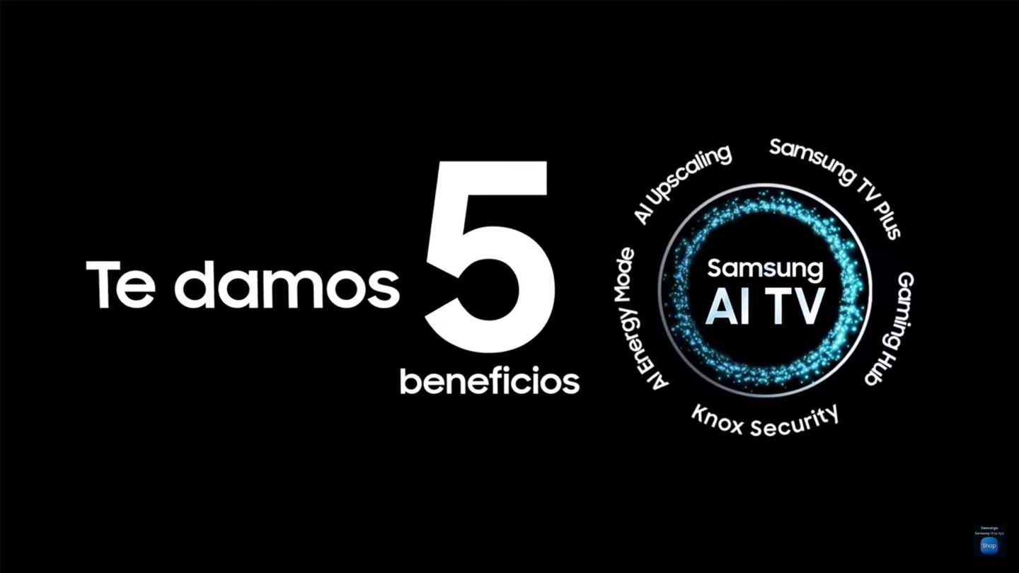 Gaming Hub, Samsung TV Plus, Knox Security,  AI Ahorro de Energía