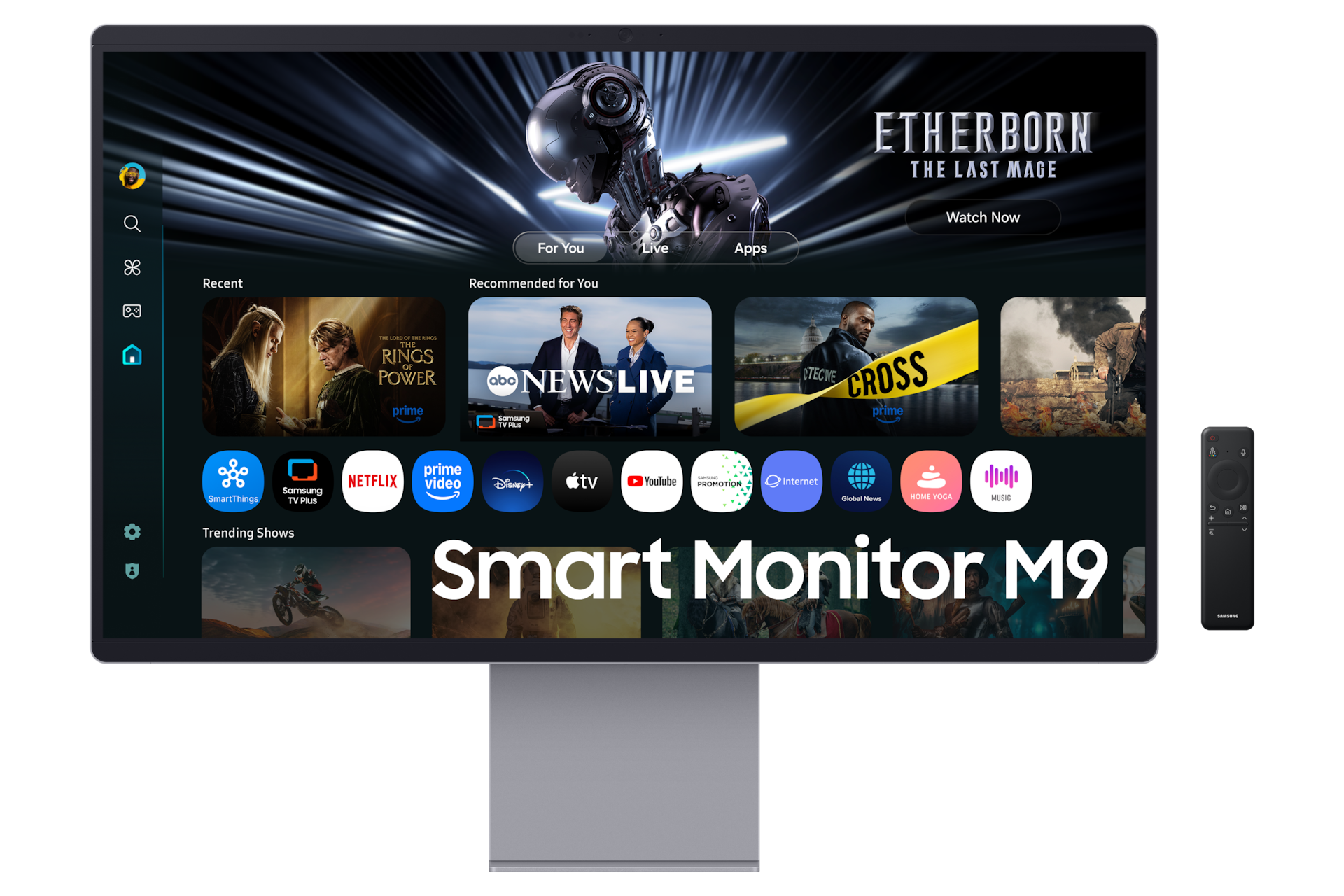 32\" Smart Monitor M9 M90SF 4K OLED Samsung Vision AI Front Silver 