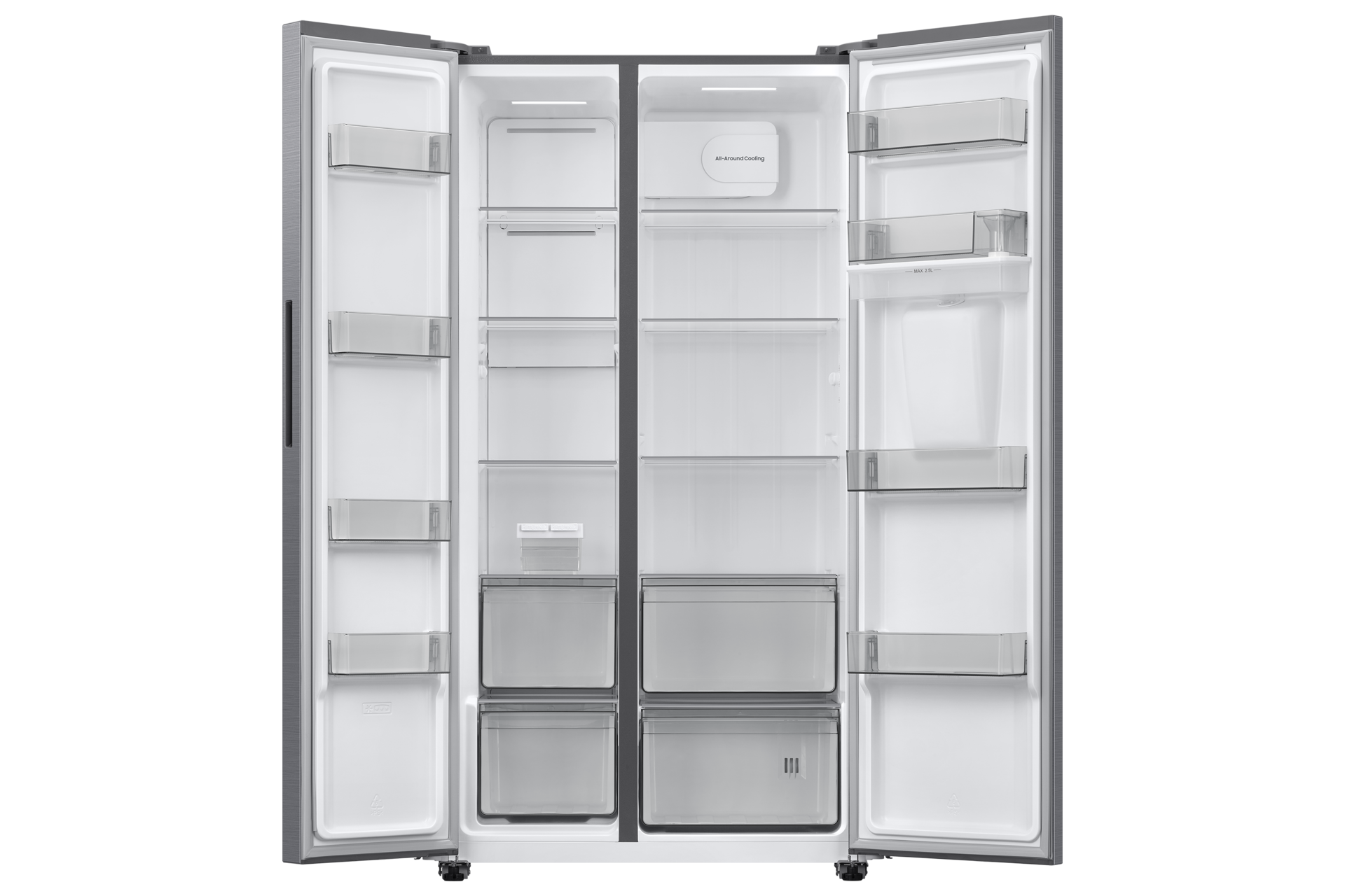 SBS Refrigerator RS40HM36 Dispenser Water Disp 526L Front-Open-without-food Silver 