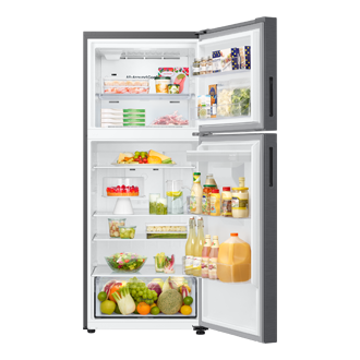 Top Mount Freezer Refrigerator AI Energy Mode 490L Front-Open-With-Food Silver 