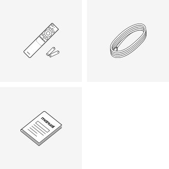 Accesorios incluidos con 50" AU7000 UHD 4K Smart TV 2021.