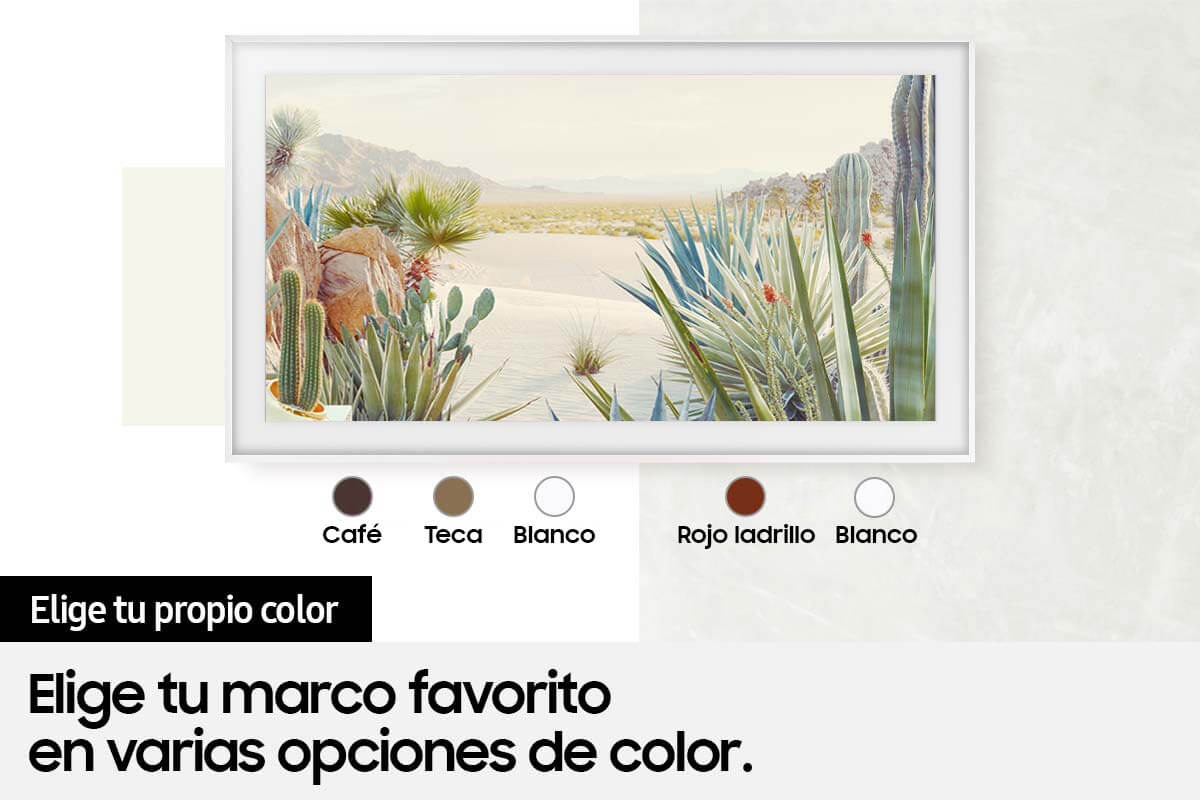 Marco Customizable Frame en colores café, teca y blanco para Modern Style, y ladrillo rojo y blanco para Beveled Style.