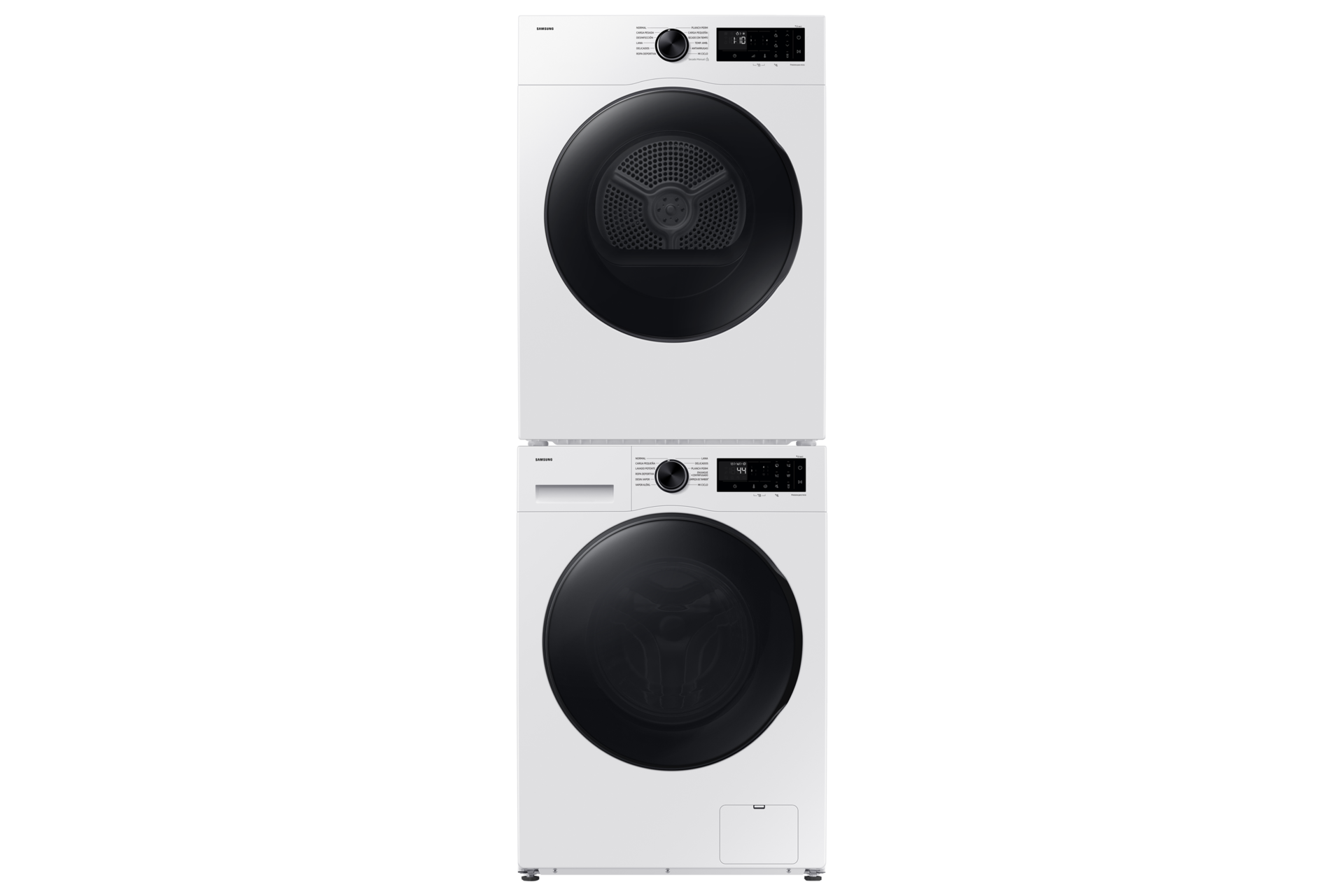 Laundry 13 kg with AI Energy Mode and Super Speed, Black Stack-Front-Door-Closed White 