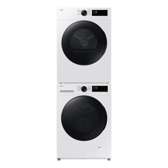 Laundry 13 kg with AI Energy Mode and Super Speed, Black Stack-Front-Door-Closed White 