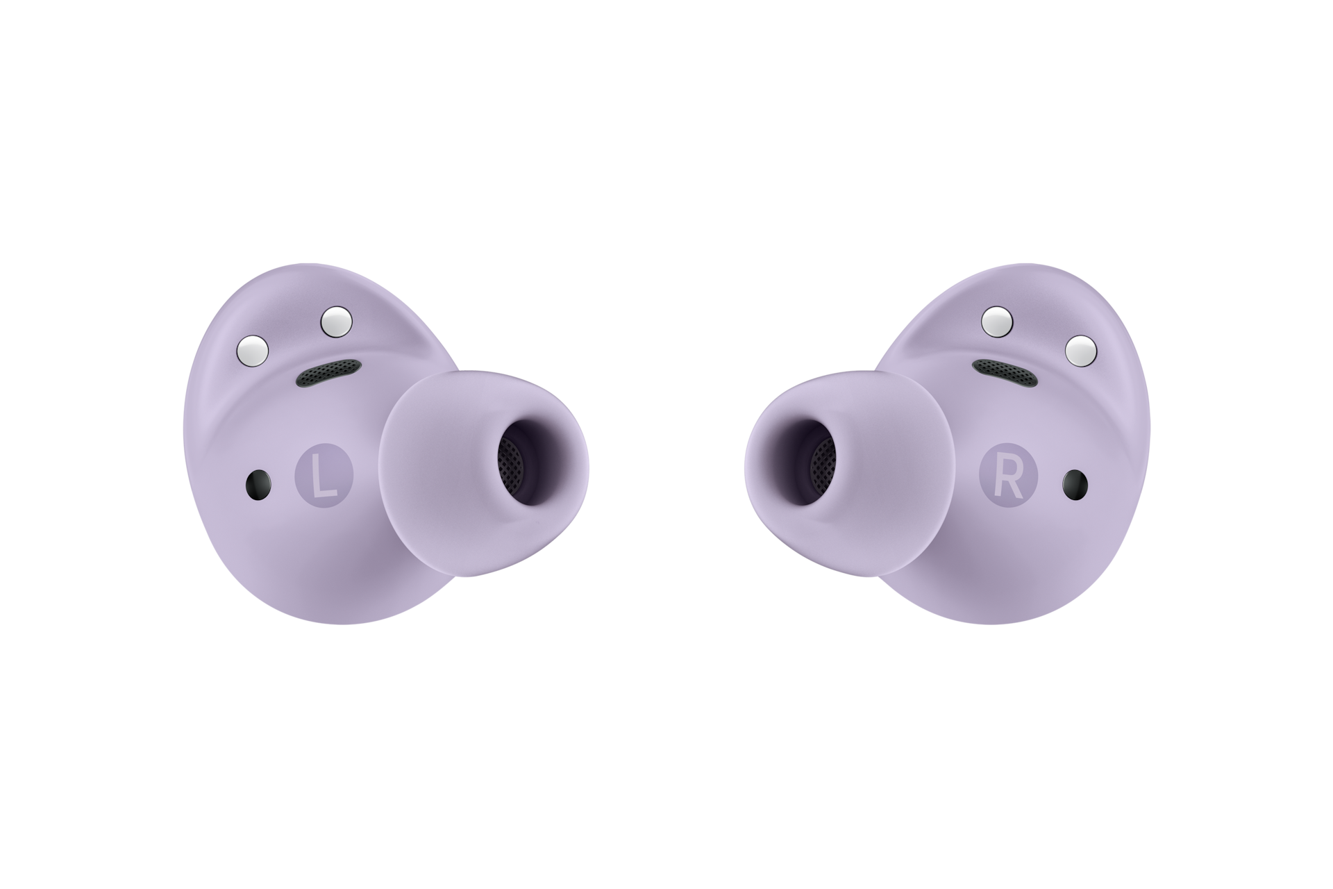 Buy Galaxy Buds 2 Pro with discounts and offers now. A pair of Bora Purple Buds 2 Pro is seen from the back view., Galaxy Buds2 Pro
