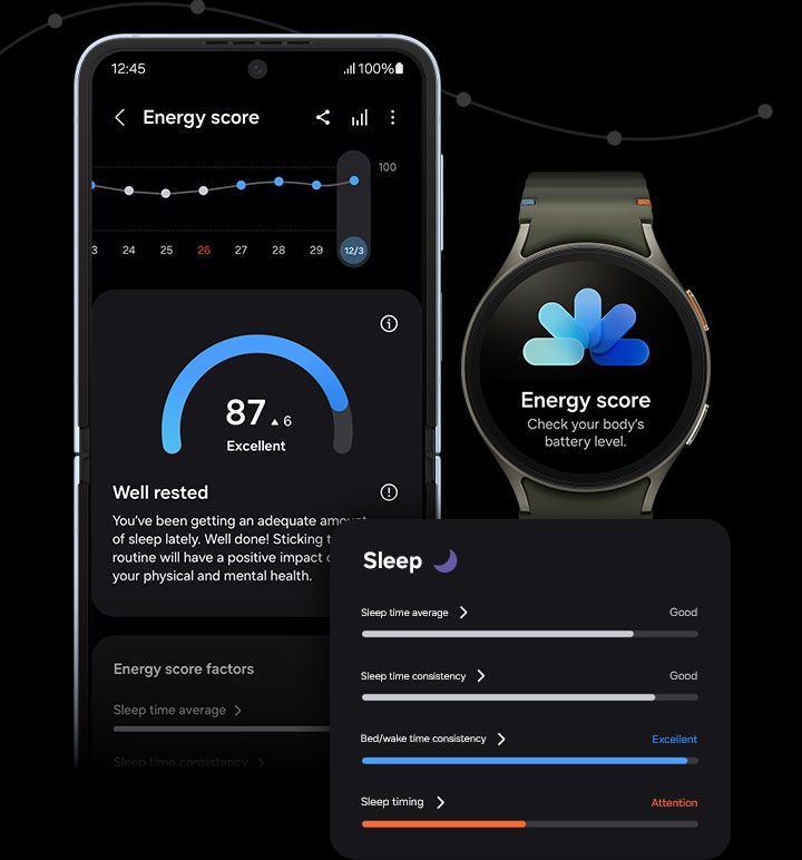 Samsung Galaxy Watch 7 energy score screen