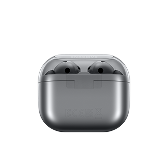 Back view of the Samsung Galaxy Buds 3 Pro case in Silver.