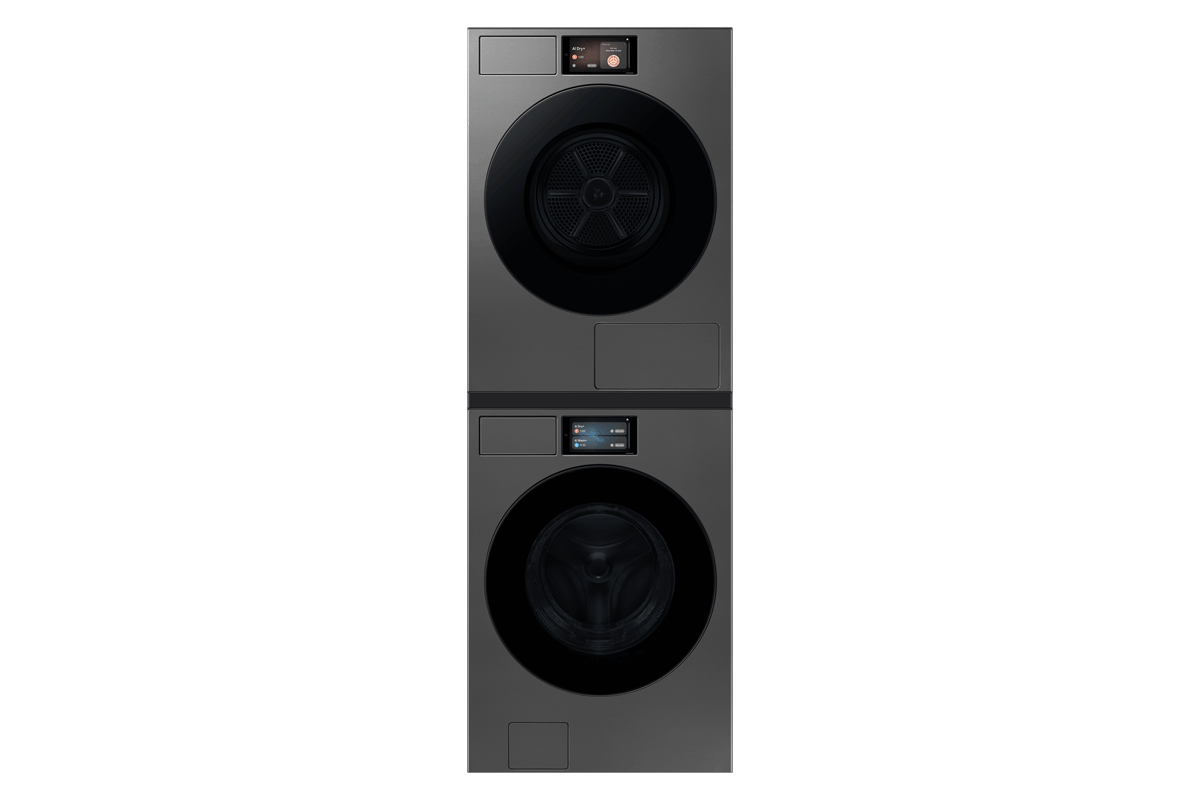 Bespoke AI Front-load Washer SmartThings 25kg + Bespoke AI Dryer Hybrid Heat Pump 17kg Gray