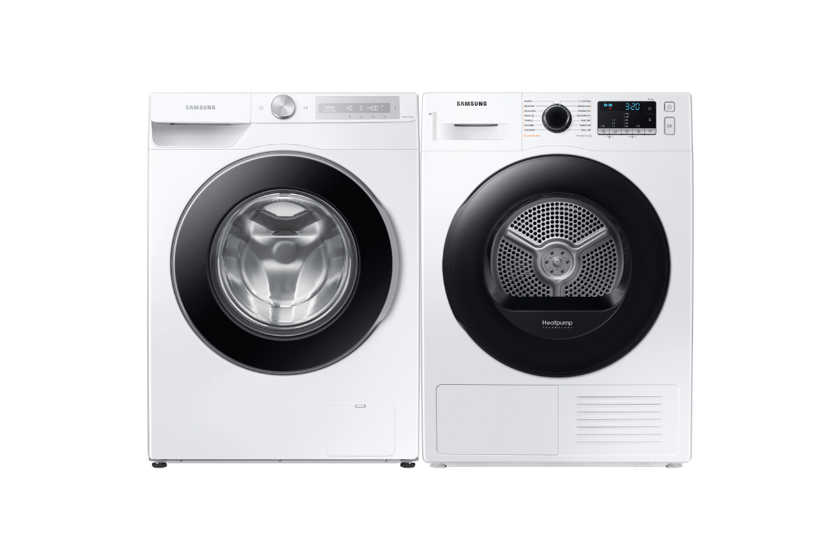 Washer &amp; Dryer Bundle Set. WW6300T and DV5000T. 10kg and 8kg. Ecobubble&trade; and Heat Pump. White