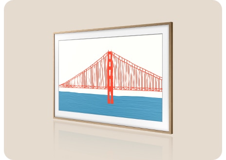The Frame TV with an illustration of a suspension bridge onscreen.
