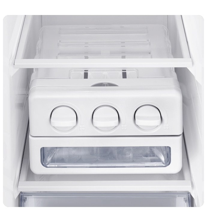 Movable Twist Ice Maker is in the freezer and has three twistable handles to release ice.