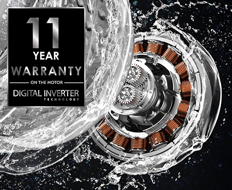 Digital Inverter Motor, drum and water stream spins fast. WA8800's warranty is 11 year.
