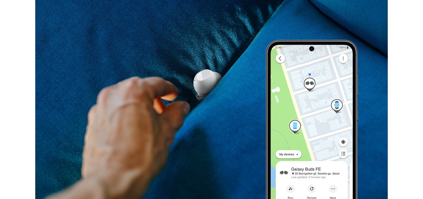 Samsung Galaxy Buds FE supports the SmartThings feature so that you never lose your earbuds again!