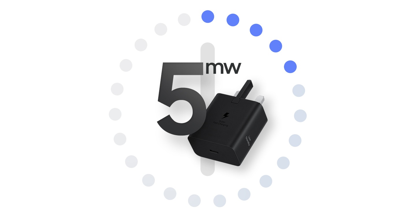 A black Power Adapter is shown port-side up with the text that reads '5mw'.