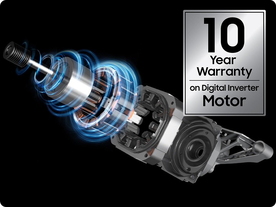 The washer motor has 10 year warranty on digital inverter motor.