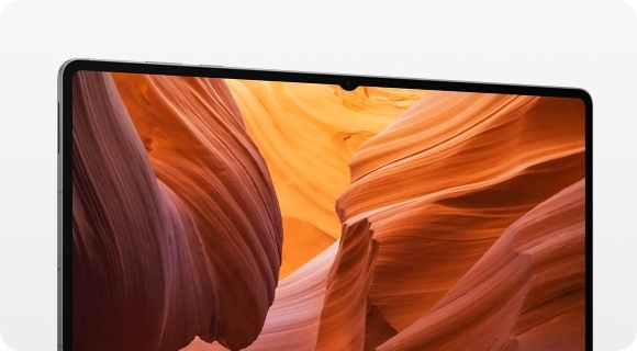 Galaxy Tab S11 Ultra screen displaying a vibrant, colorful image, highlighting the tablet's immersive display quality with thinner bezel design.