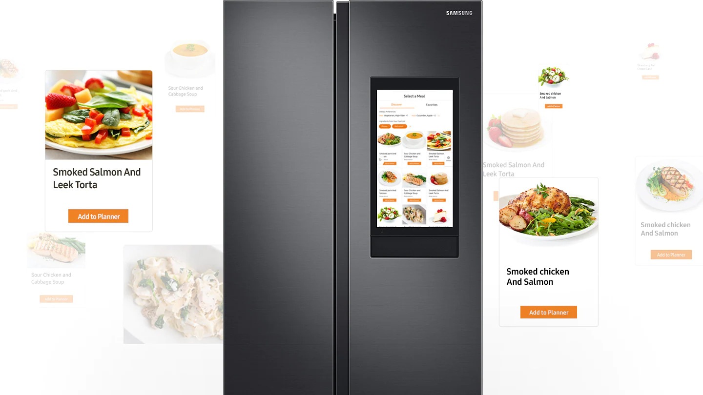 See Recipes & Meal Planner App dashboard on the Samsung Side by Side Refrigerator with Family Hub, 660L & explore about the feature at Samsung MY!
