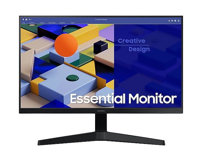 Front perspective view of the Samsung 24 inch Essential S3 S31C FHD Monitor.