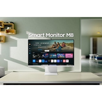 A monitor and a streaming tv powered by AI. Switch between screens, simply click into OTT apps, and catch every detail in 4K. Upscale what you see and analyze the sound by AI. Discover Smart Monitor M8 at http://www.samsung.com.