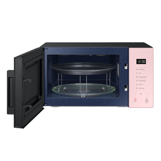 View the 30L Microwave Oven with Healthy Grill Fry Function (MG30T5018CP/SM) in the front, with the ceramic inside & crusty plates. Explore more at Samsung MY!