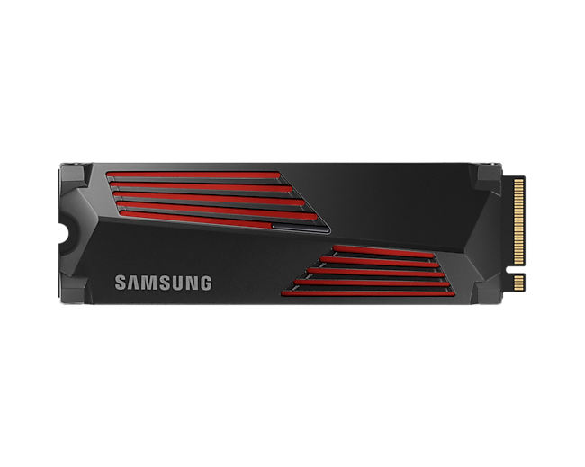 Front View of the Samsung 1TB M.2 PCIe 4 NVMe SSD w.Heatsink (990 Pro)