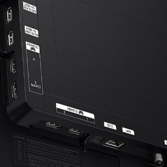 Samsung 2025 OLED S90F has USB, HDMI, LAN, antenna ports and etc. on the side and the bottom.