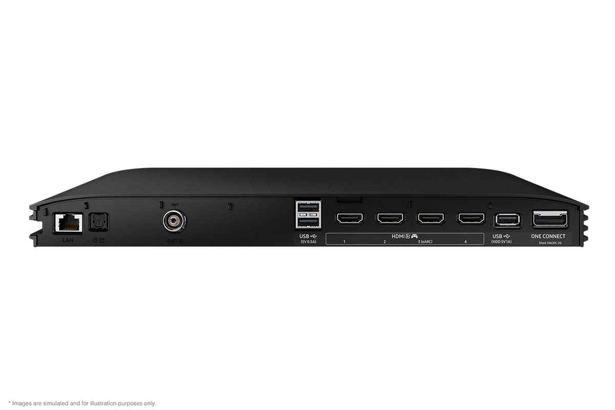 Samsung 2025 OLED S95F has USB, HDMI, LAN, atenna ports and etc. on Attachable Slim One Connect