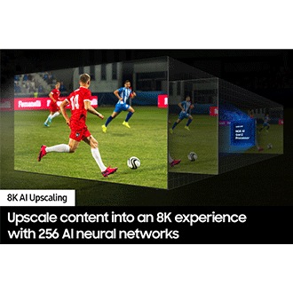 Samsung NQ8 AI Gen2 Processor works behind the scenes to optimize the details of a soccer match into great clarity.