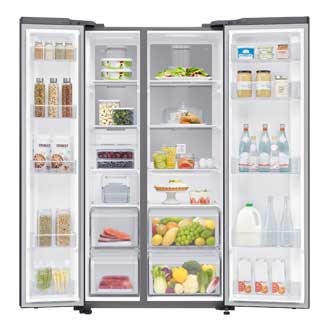 Samsung Side by Side with Large Capacity, Silver (RS62R50312C/ME), 680L front-open-with-food
