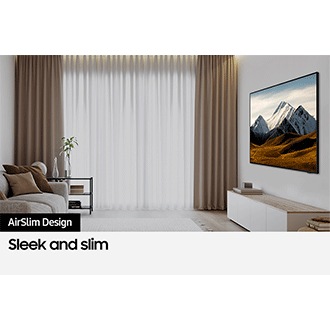 Crystal UHD DU8000 is displaying picture with brown fields and snowy mountains in the living room