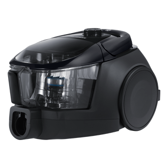 Buy this canister vacuum cleaner (VC18M3160VG/ME) in black at best price from Samsung Malaysia now. Canister Bagless 380W, front view at a right perspective.