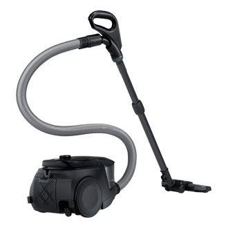 Bagless canister vacuum cleaner (VC18M3160VG/ME) with 380W suction power and 2L dust capacity in black, back view. See all Samsung vacuum cleaner prices now.
