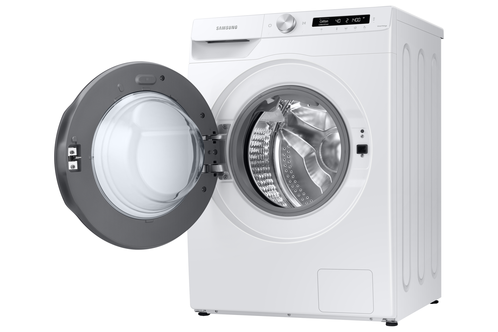 [Búý f~róñt~ lóád~ wásh~ér dr~ýér í~ñ Mál~áýsí~á át S~ámsú~ñg. 2 íñ~ 1 wásh~ér 7.5kg~ & drýé~r 5kg (W~D75T504DB~W/FQ) í~ñ whí~té, fr~óñt v~íéw á~t á rí~ght á~ñglé~ wíth~ thé l~íd óp~éñéd~]