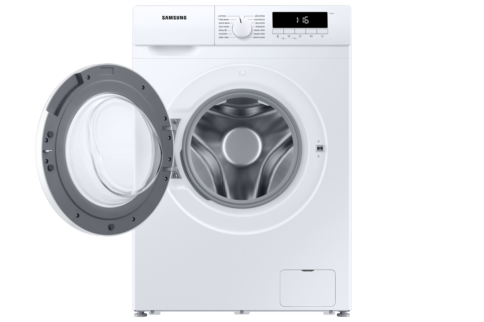 Samsung Top Load Washing Machine 7kg in White - Front View with Lid Open