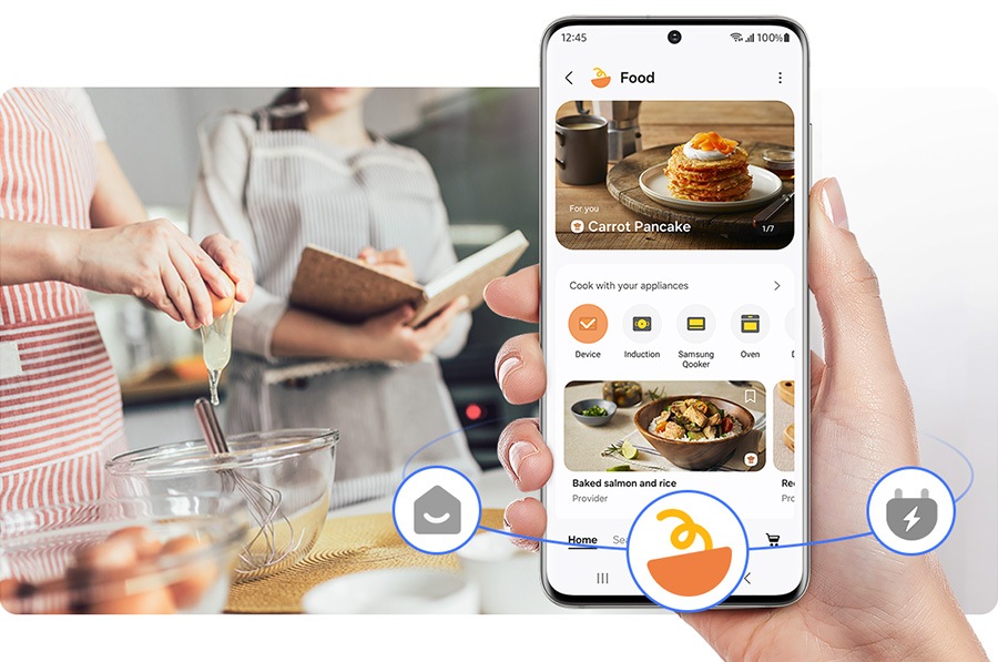 Vous pouvez voir vos recettes et vos préparations préférées dans SmartThings Food.