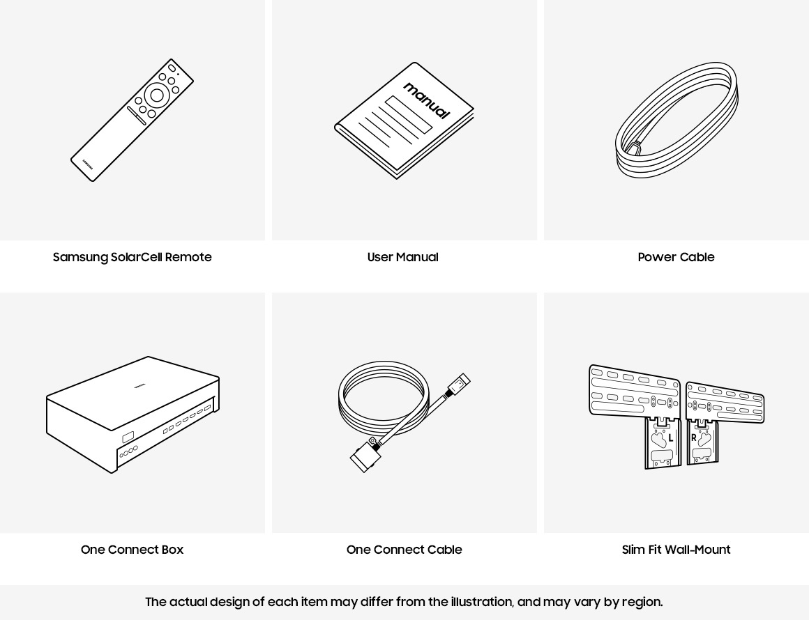 Samsung 2022 Aksesori bingkai yang disediakan termasuk satu koneksi dan remote control