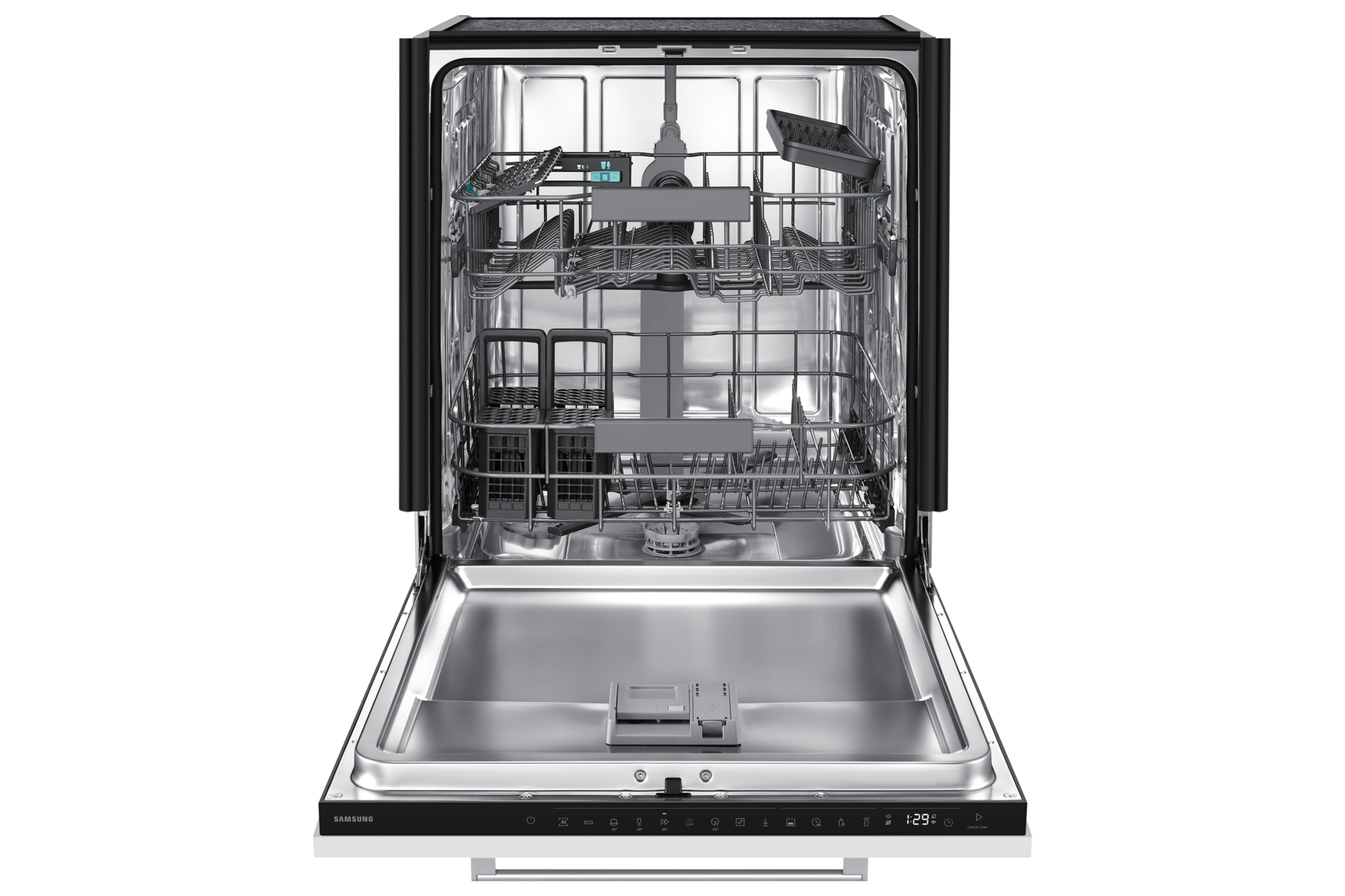 DW90H/24 Full Built-in Dishwasher Energy Efficiency and AI Wash DW80H72YBB0U1 Front-Open2 White 