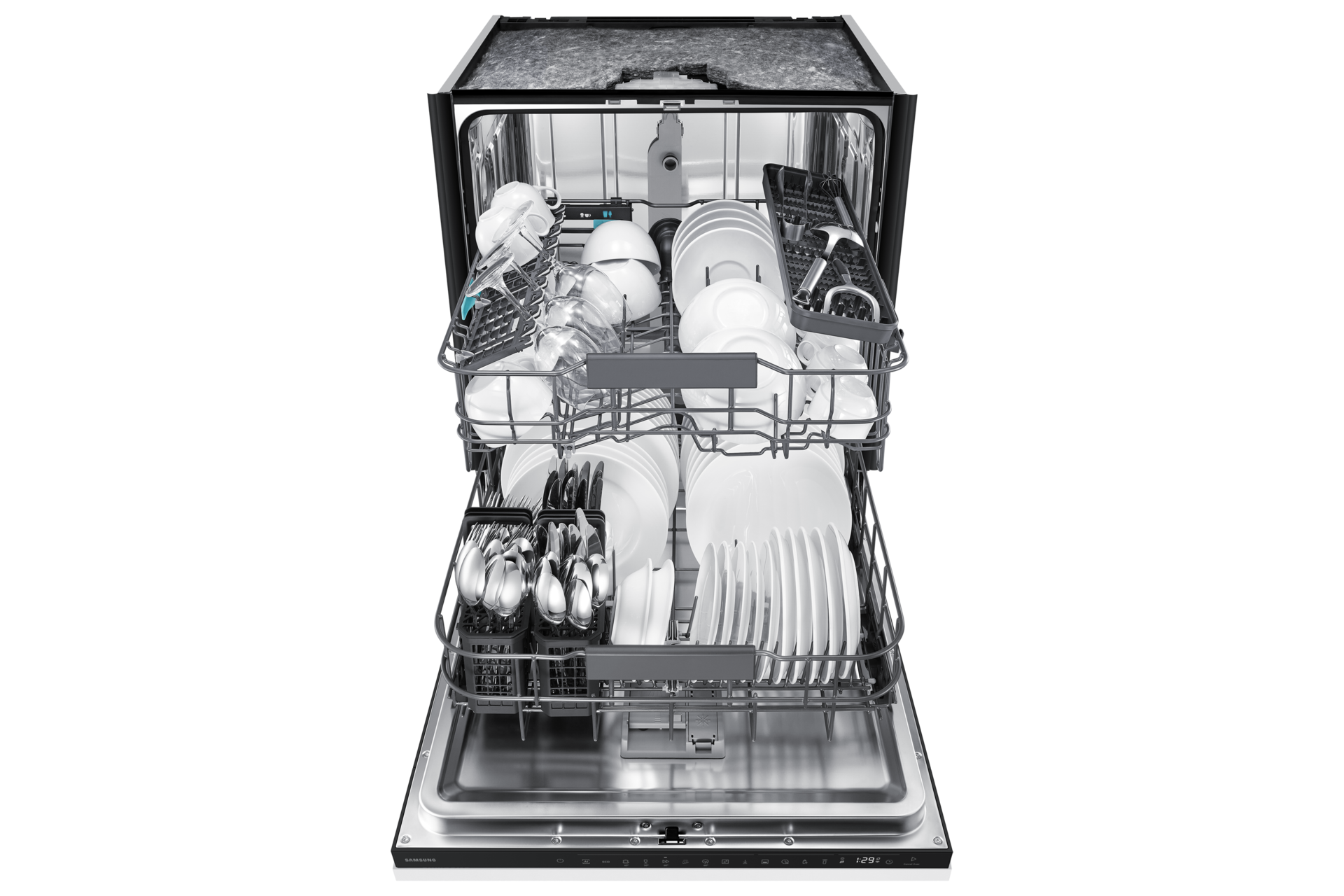 DW90H/24 Full Built-in Dishwasher Energy Efficiency and AI Wash DW80H72YBB0U1 Front-Open3 White 