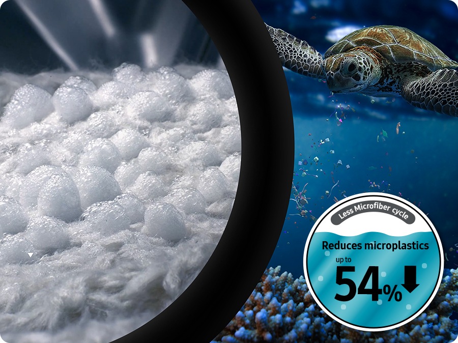 The ‘Less Microfiber cycle' course reduces microplastics up to 54%. This is to prevent ocean pollution.