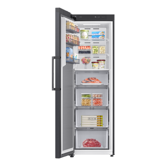 1-deursvriezer Smart Conversion 323L Front-Open-With-Food1 Black 