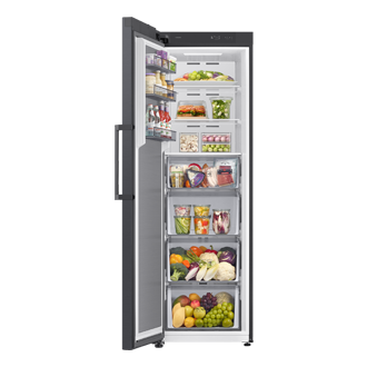 1-deursvriezer Smart Conversion 323L Front-Open-With-Food2 Black 