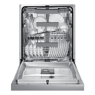 Frittstående oppvaskmaskin med Auto Open Door 14 kuverter Front-Open3 Silver 