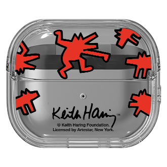 Keith Haring Slickback Clear Cover for Galaxy Buds3 Pro Front Red 